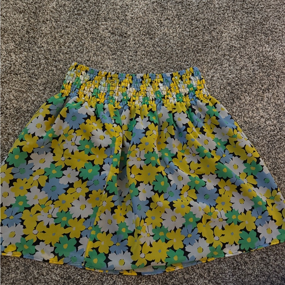 LOFT Skater Mini Skirt in Yellow and Blue
